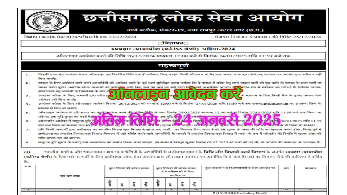 Vyavhar Nyayadheesh bharti Online Apply